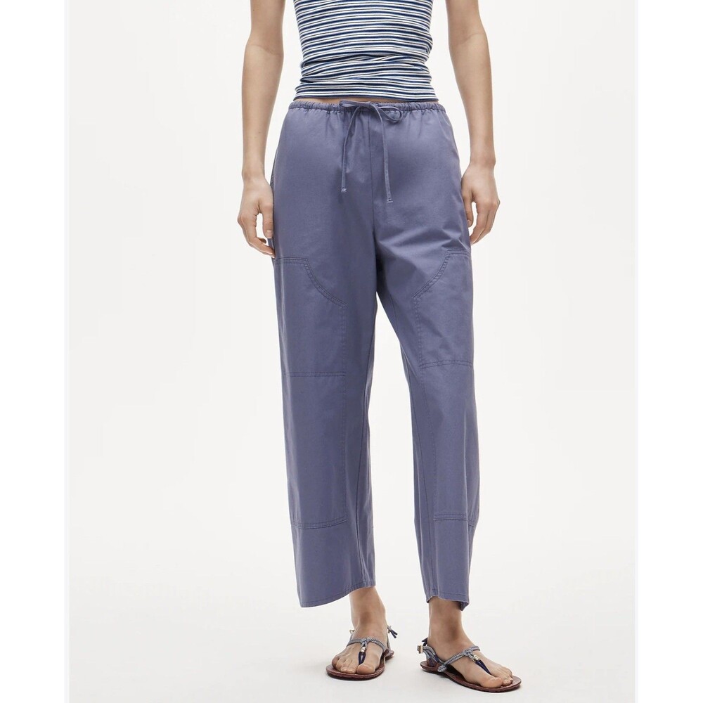 J.CREW womens luna pants purple Drawstring Cotton Straight wide leg MT 34” boho